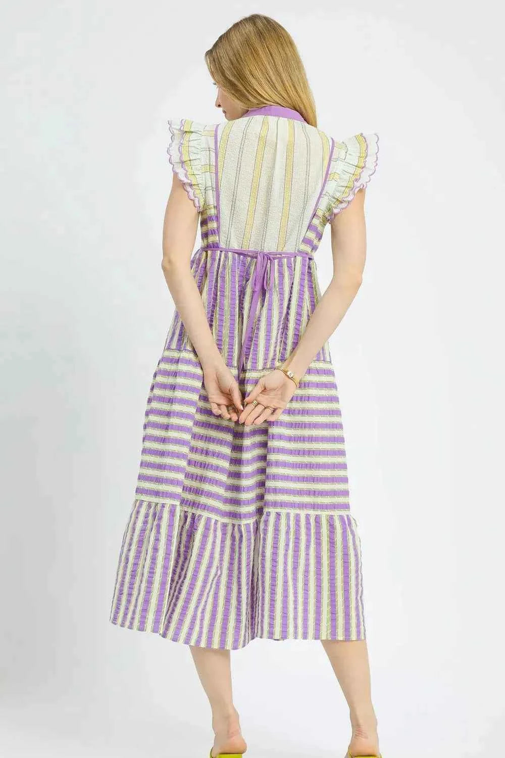 Umgee Striped Ruffle Cap Sleeve Midi Dress 0b14f6c2-f882-4699-bceb-d826a0a0584d-Max-Origin