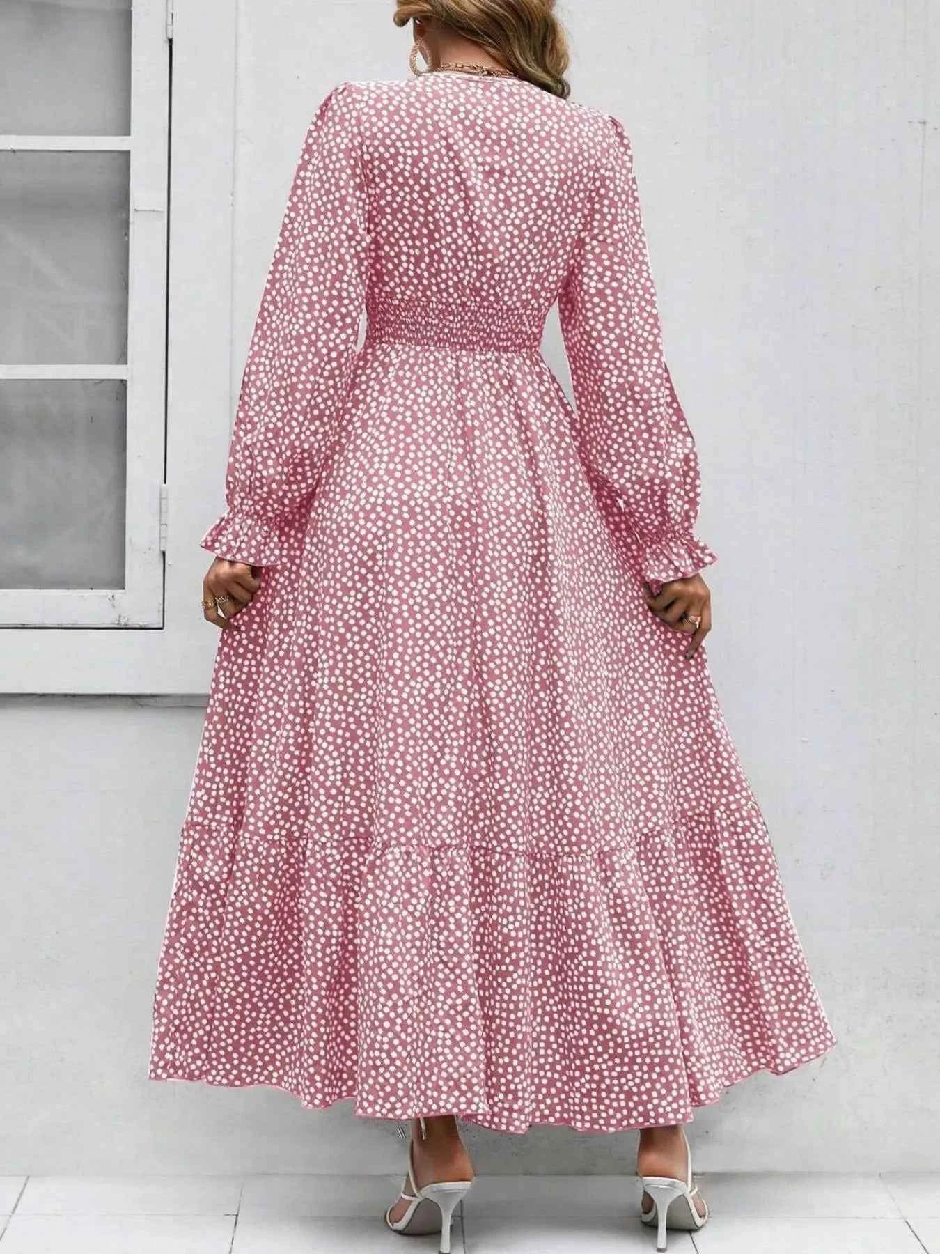 Smocked Waist Polka Dot Long Sleeve Maxi Dress 0b17cc45-bba1-4116-8ed1-cecb077a1835-Max-Origin