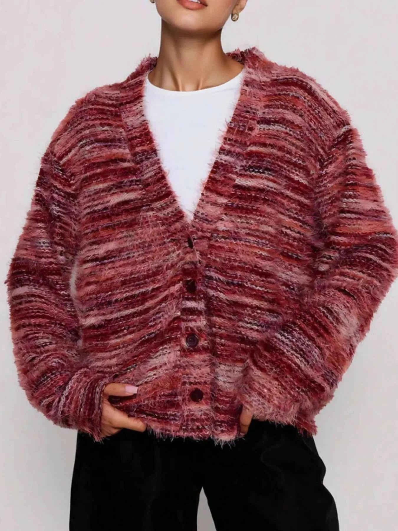 Fuzzy Button Down Chunky Cardigan Cerise 0b372f8a-d108-4ec0-8b9c-9e299d4fa69f-Max-Origin
