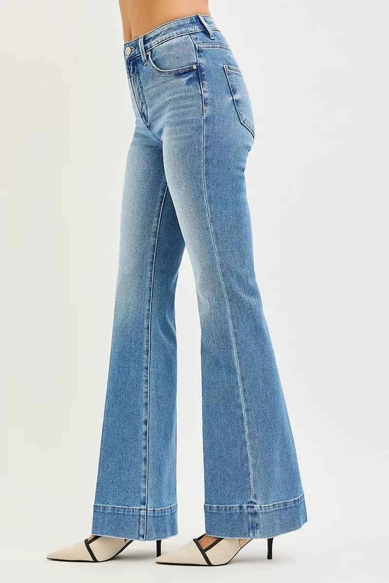 RISEN Tummy Control 4 Way Stretch Mid Rise Flare Jeans 0b5085bbcddf44a8872af79601ad0265-Max-Origin