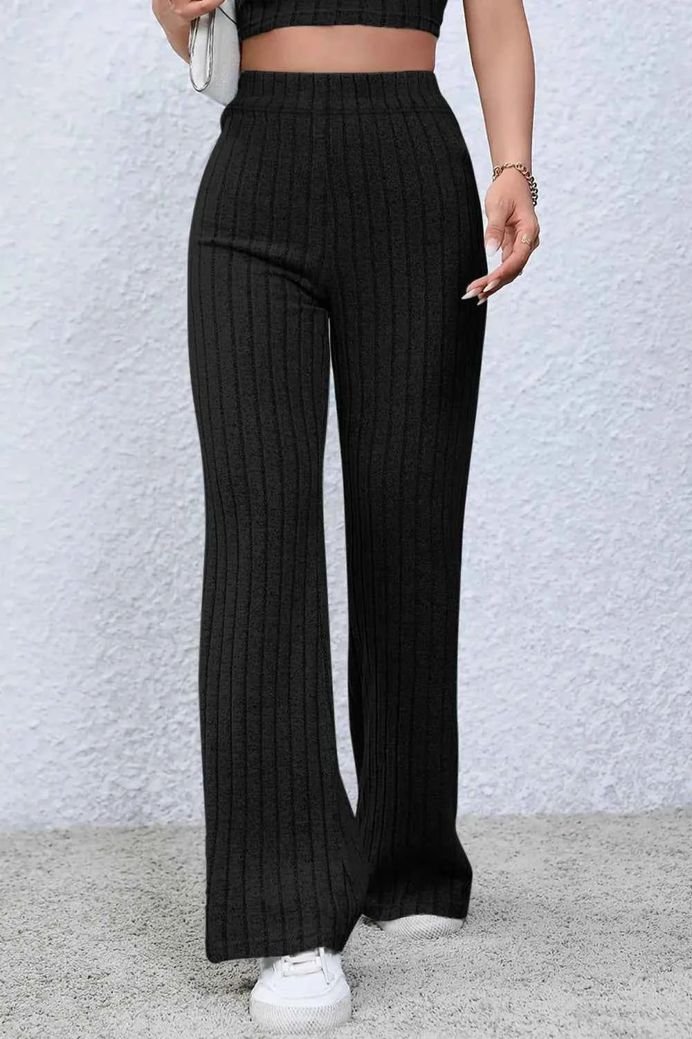 Basic Bae Full Size Ribbed High Waist Flare Pants 0b577aed-fdae-4d67-a9d5-d12258df7a00-Max