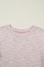 Light Pink Twilled Print Lace Trim Ruffled Short Sleeve Blouse 0b577fdc1032c4f8