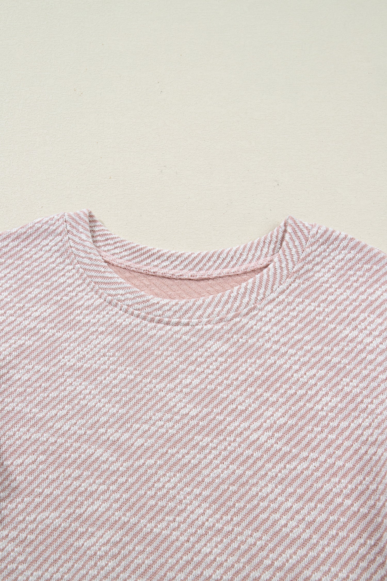 Light Pink Twilled Print Lace Trim Ruffled Short Sleeve Blouse 0b577fdc1032c4f8