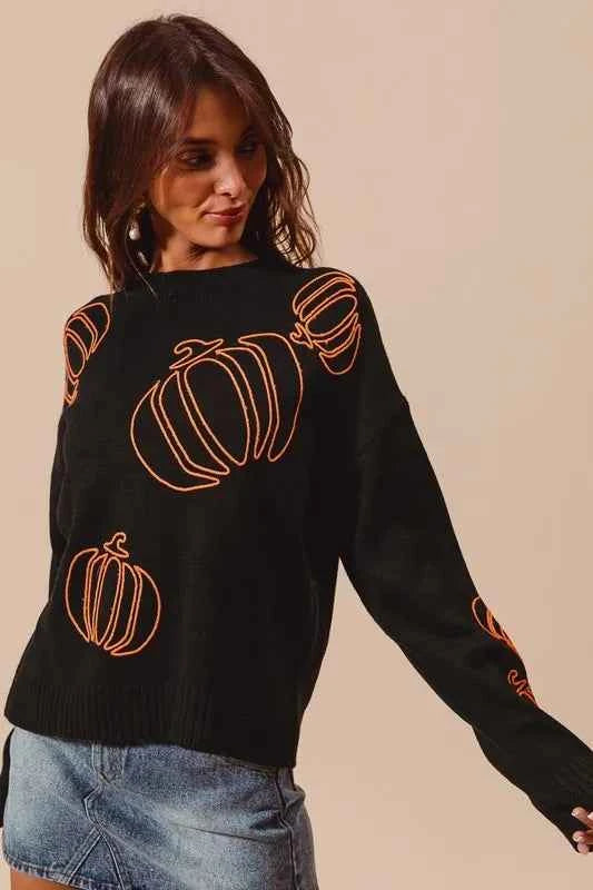 Pumpkin Embroidered Halloween Thanksgiving Sweater 0b5b207e-e61e-47dc-971f-0e3fa656d1fe-Max-Origin