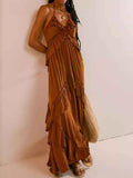 Ruffled Halter Neck Maxi Dress Caramel 0b6300d2-bbbe-4ab6-a9fc-42622523c786-Max-Origin