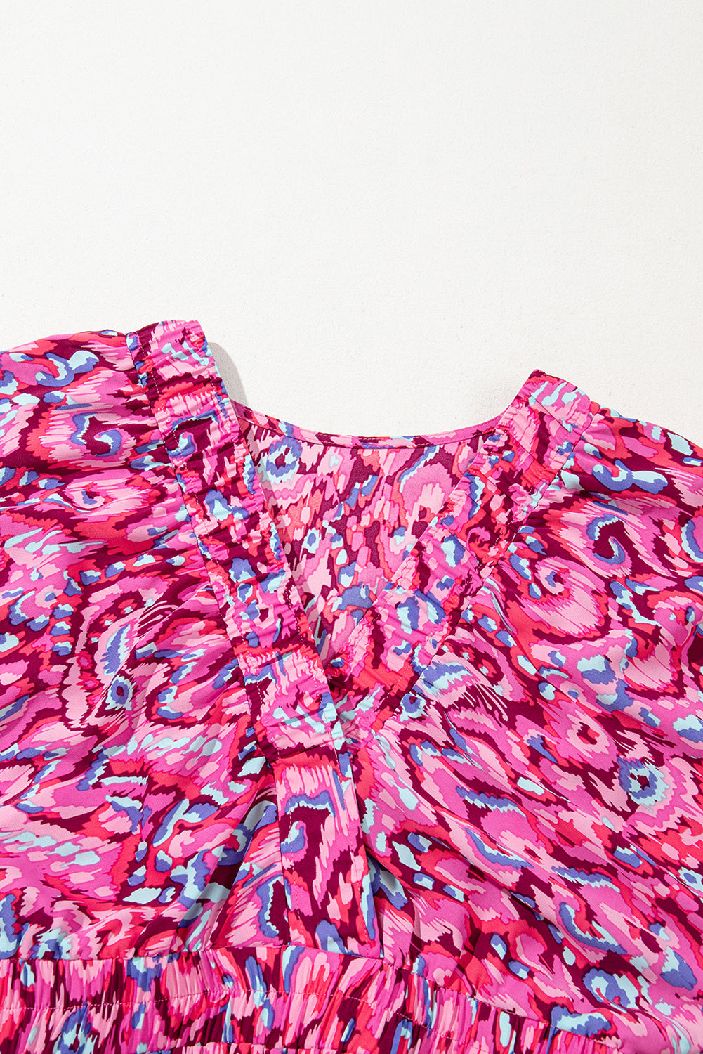 Pink Abstract Print Dolman Sleeve V Neck High Waist Romper 0b6b3801441ad230_51a6646d-99c3-4e51-aa1b-a6926c8b53a5