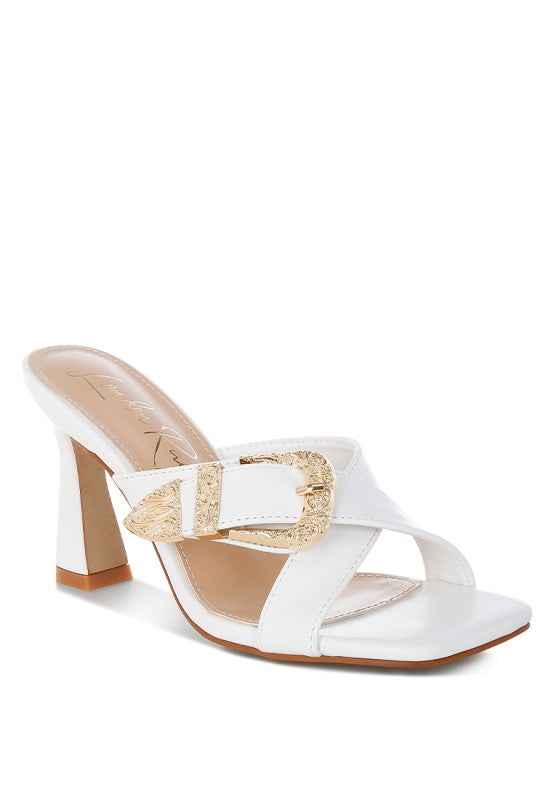 Mohaya Engraved Metallic Buckle Sandals White 0b841566-d423-43d4-a7b5-d10a0518416c