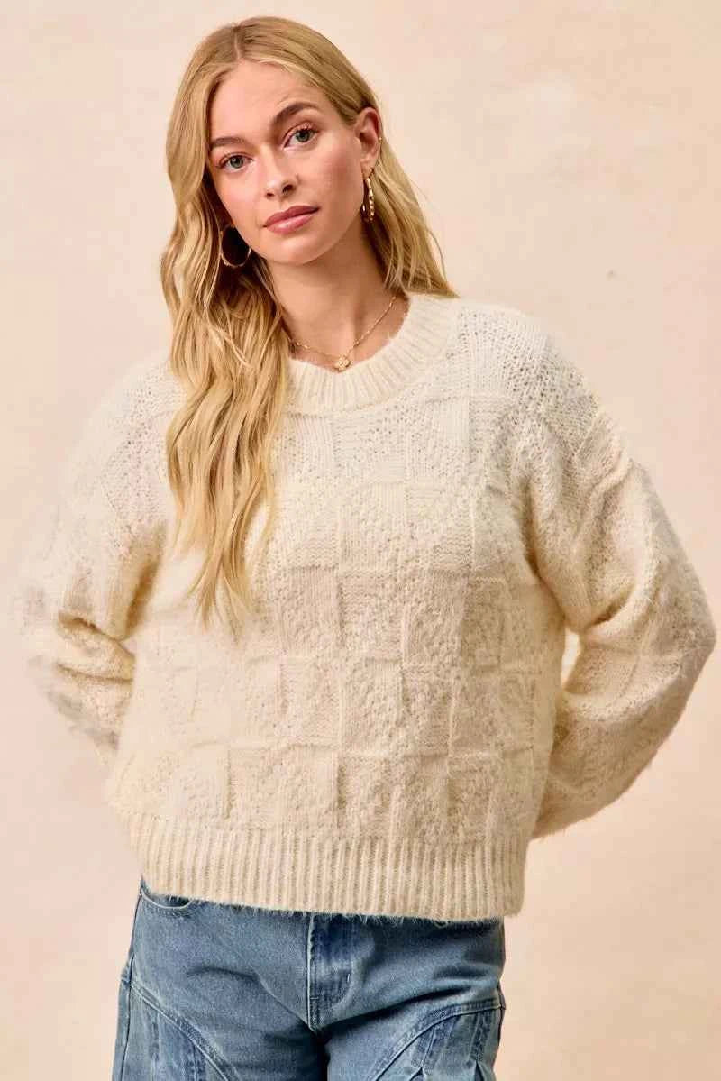 BiBi Checker Board Drop Shoulder Sweater 0b8fa14bcf654c53b1d04f8716cbf0da-Max-Origin