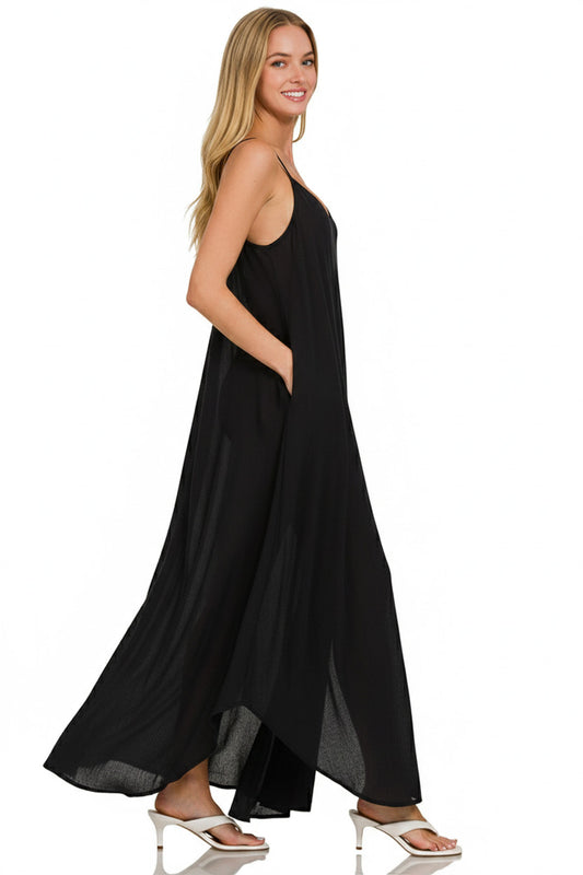 Woven Crinkle Cami Maxi Dress with Side Pockets 0b99022f-cdad-4f5d-b0d4-0df2e7177f28-Max