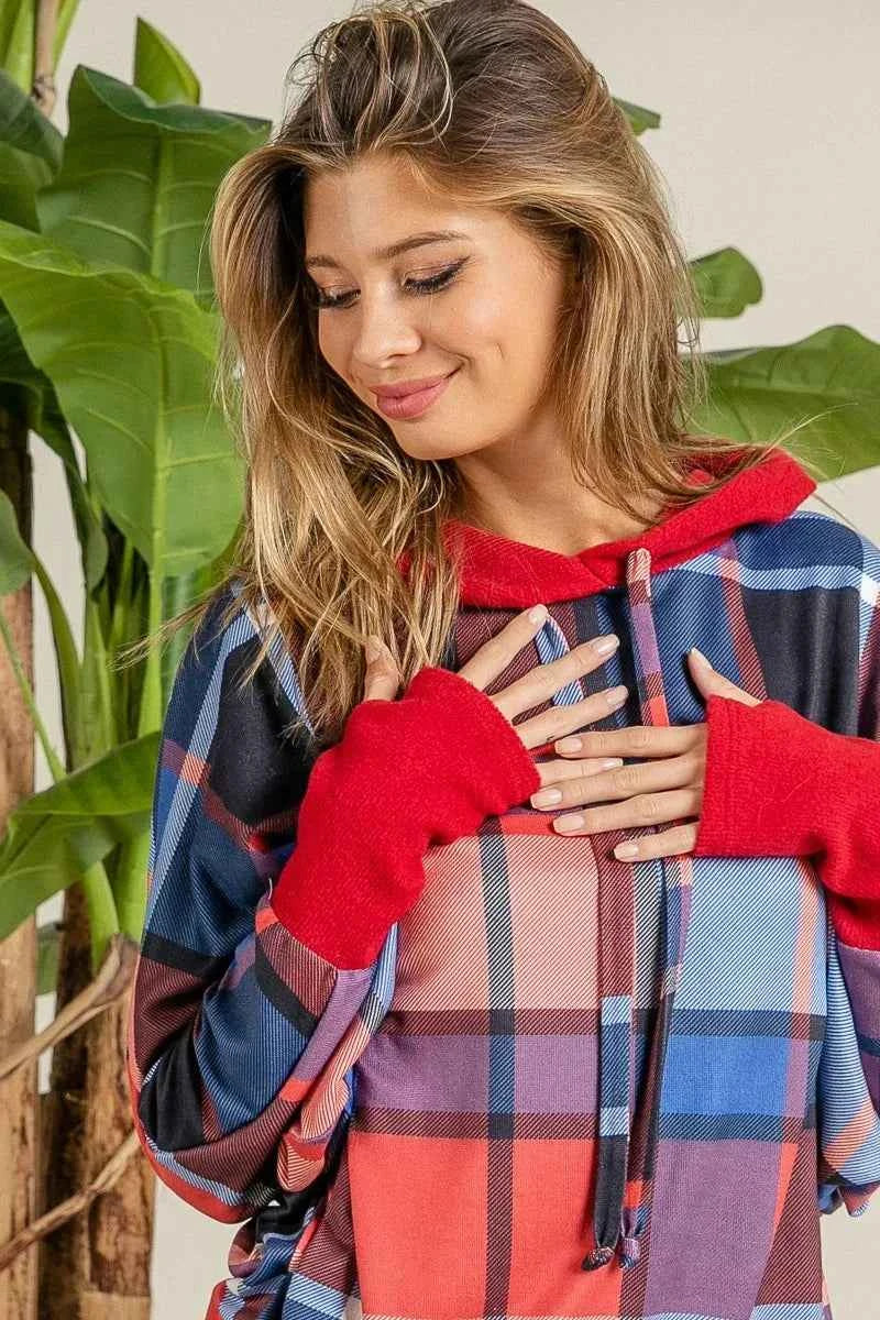 BiBi Plaid Mirr Brushed Rib Contrast Thumb Open Hoodie 0bbb7cd671874b0db9ff859c32a9ab49-Max-Origin