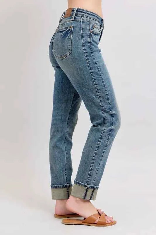 Judy Blue Full Size Mid Rise Vintage Wash Double Roll Cuff Boyfriend Jeans Plus Size 0bc0c342bc8040d1bc8ddbc36665d4ed-Max-Origin