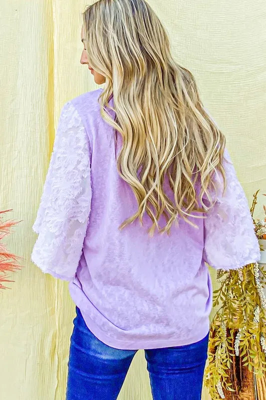 Feather Detailed 3/4 Sleeve Slub Top - Bohemian Style 0bca21a0655841409f5b94c01833184e-Max-Origin