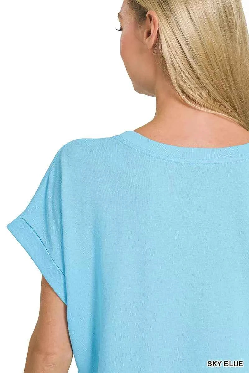 Zenana Cuffed Front Pocket Short Sleeve Tee 0bcf33d369a04d18942292e9a3def034-Max-Origin