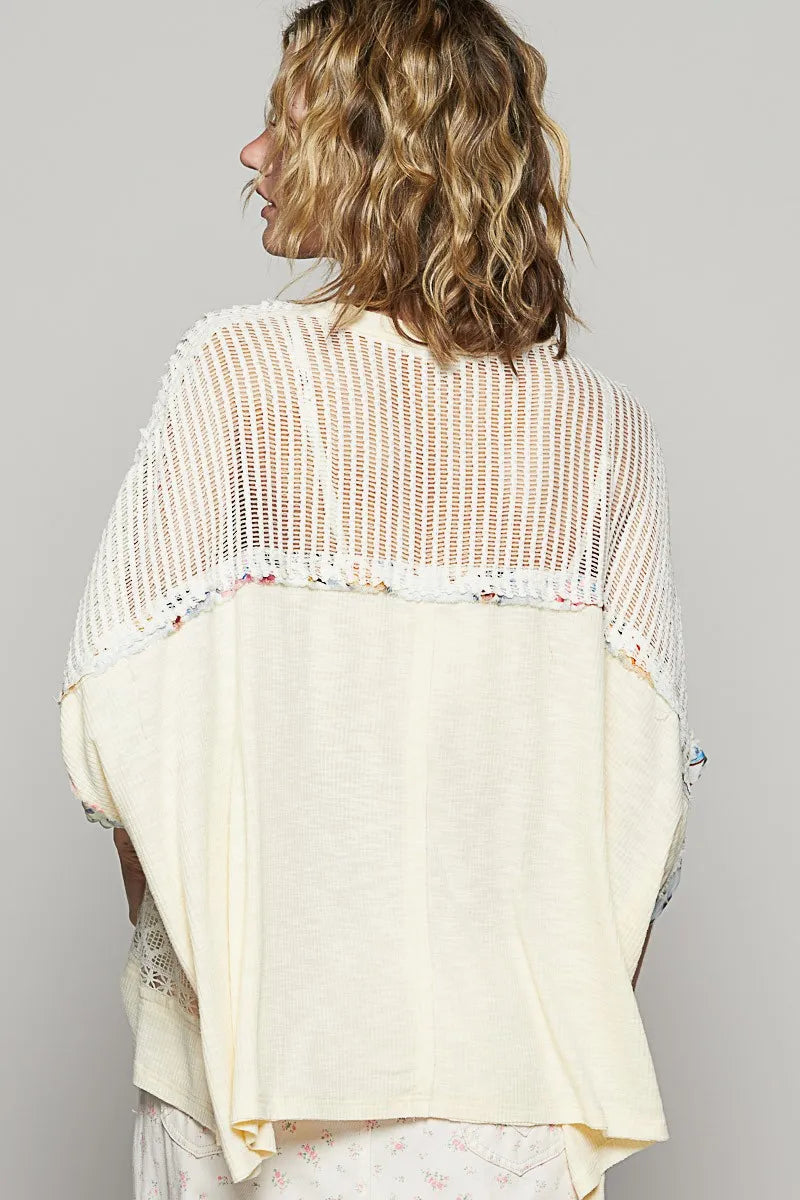 POL Hollow Out Floral Half Sleeve Knit Top 0bd38e80-dd67-45d6-8c42-32a7e5e1dfec-Max