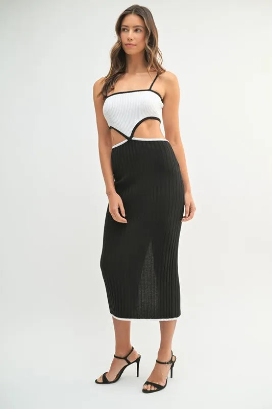 Ribbed Knit Color Block Cutout Midi Dress 0be7b0ec0f5c49209692a6d251b03973-Max-Origin