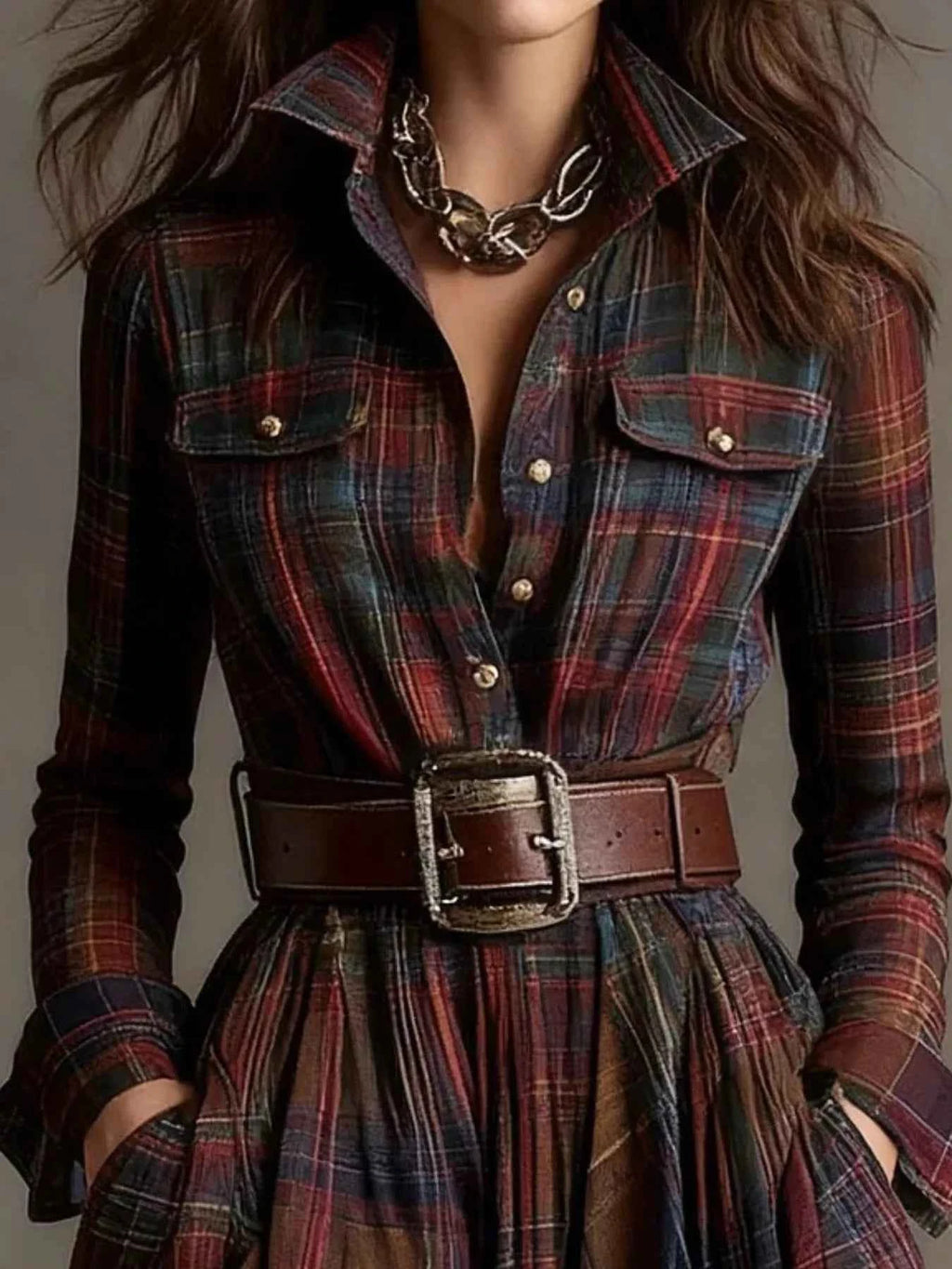 Button Front Long Sleeve Shirt Dress 0beb4ac0-308d-4d76-906f-64b0da27f210-Max-Origin