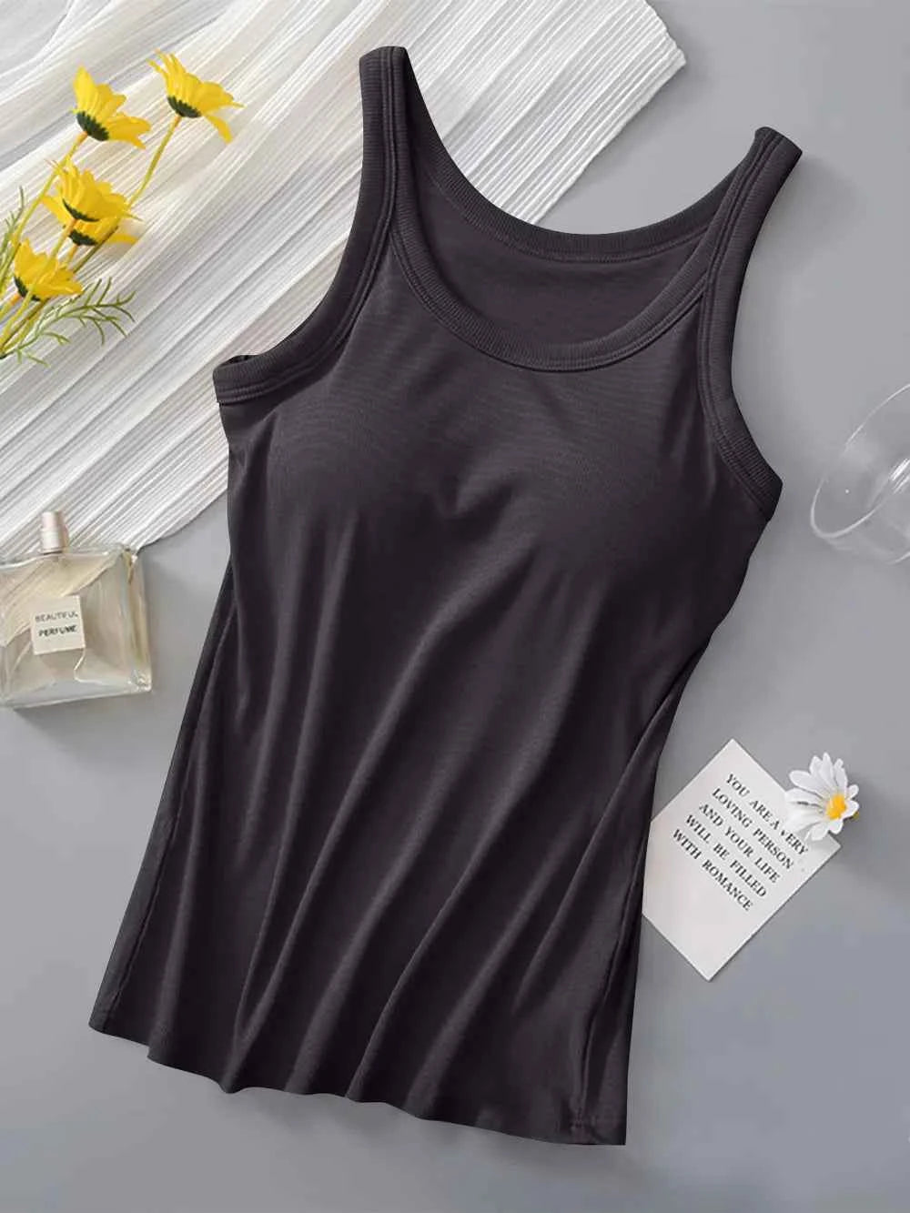 Round Neck Tank with Bra Dark Gray 0bf05fa6-7a1b-44ef-a990-1b3aedd8b073-Max