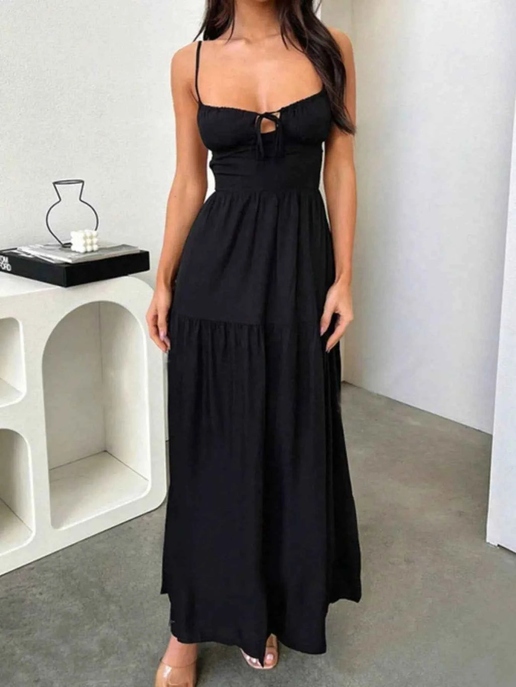 Lace Up Back Maxi Cami Dress Black 0bf6dc3f89ee4d65a797ec665a29ad36-Max-Origin