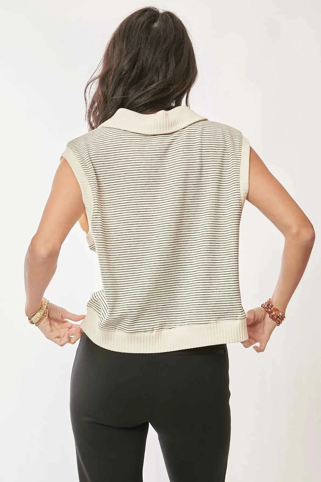 Davi & Dani French Terry Boxy Fit Striped Sweater Vest 0c01adae0dd9423b867e71b394787718-Max-Origin