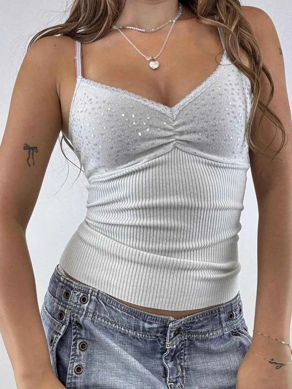 Sequin Lace Detail Cami Top Light Gray 0c0b1e5bfaeb470787cda82aa9f35c82-Max-Origin