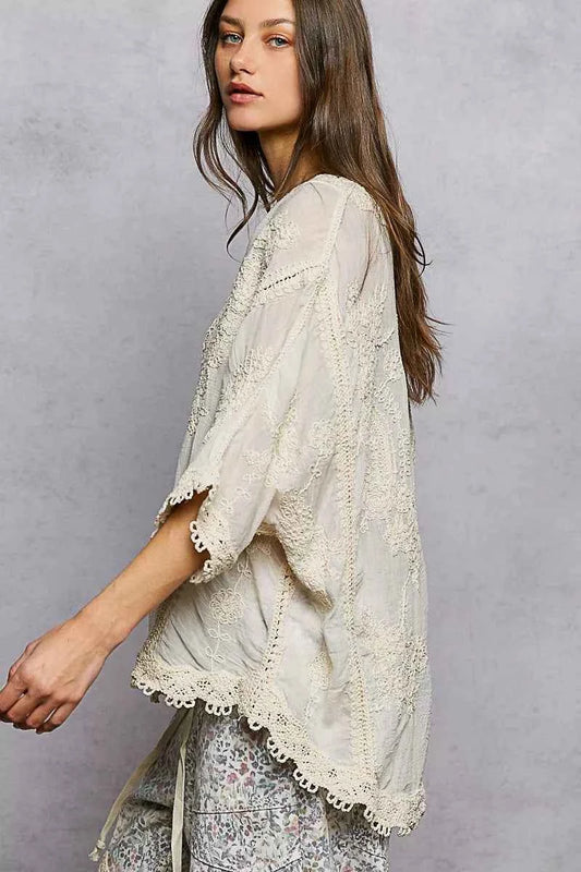 Floral Embroidered Top with Trim Edge 0c0c6e60-6971-4a14-873f-73b1e3ddbd95-Max-Origin