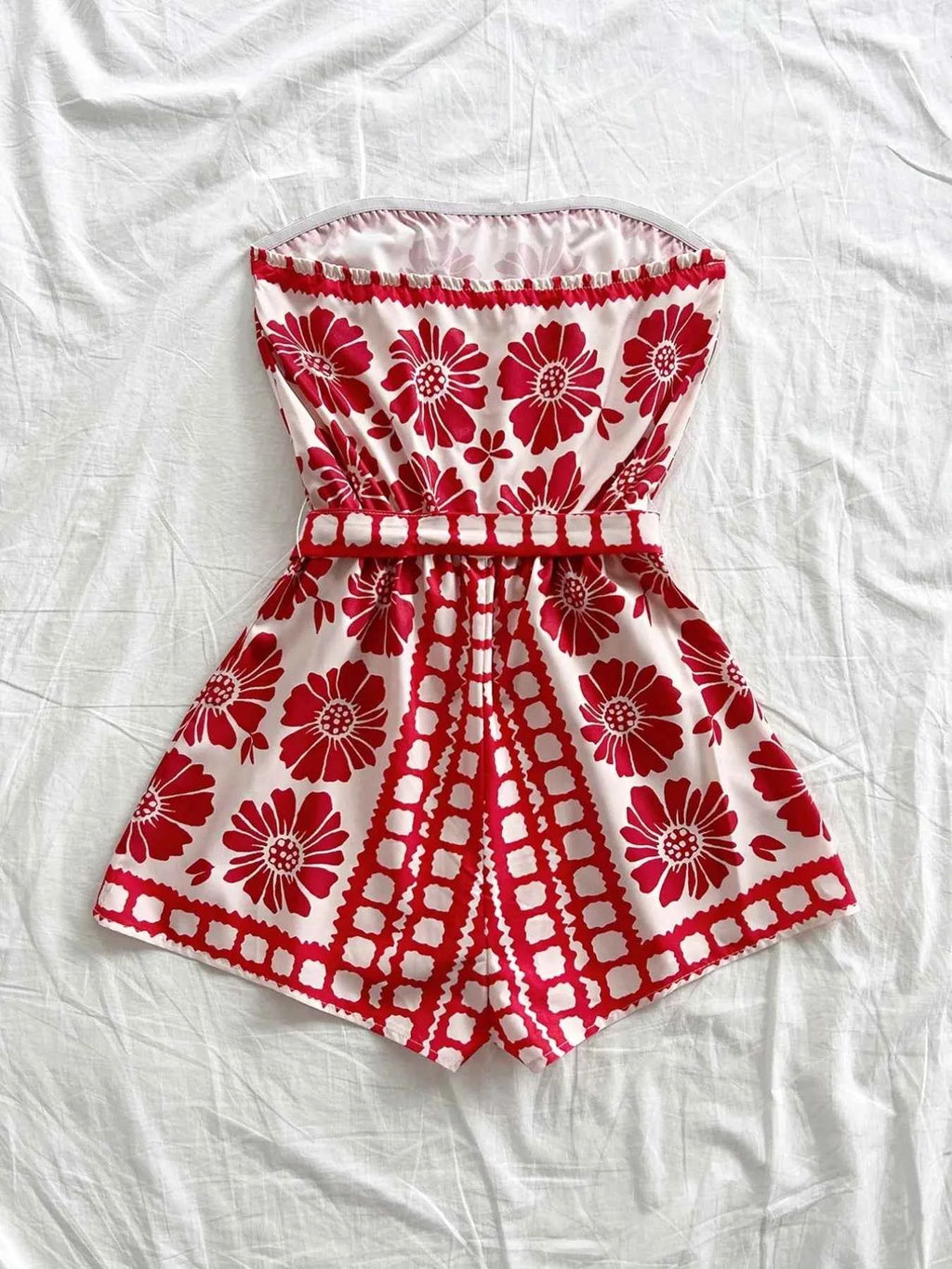 Printed Tube Tie Waist Romper 0c1f2e1a-07d5-4721-b434-2e9bf22252a9-Max-Origin