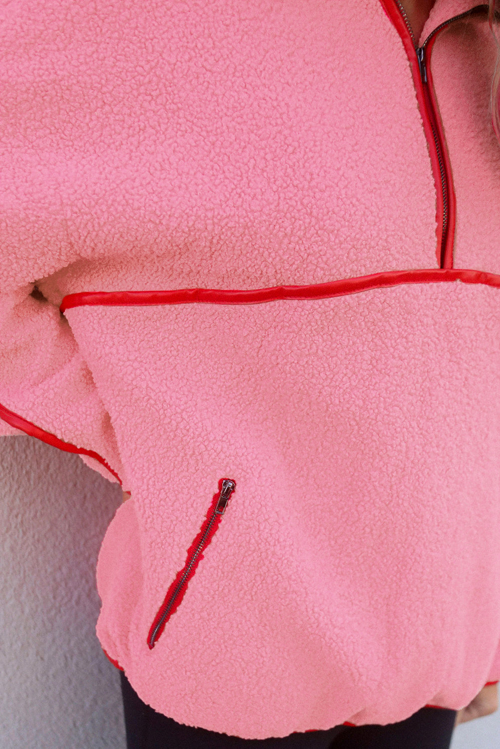 Strawberry Pink Long Sleeve Kangaroo Pocket Sweatshirt 0c20ed9ba4557788