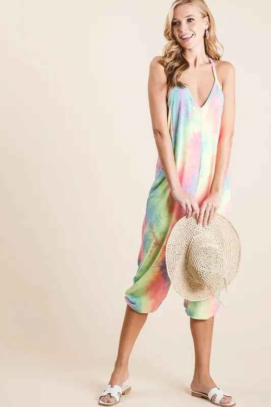 Tie Dye French Terry Mid-Length Casual Jumpsuit 0c21bc383fda4263b8feb204428727b8-Max-Origin