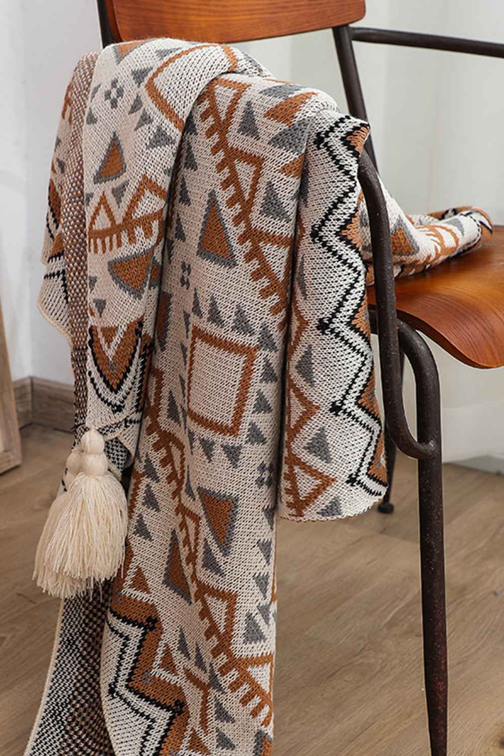Parchment Boho Tassel Winter Throw Blanket Parchment ONE SIZE acrylic fibers 0c346ff41d1b469a