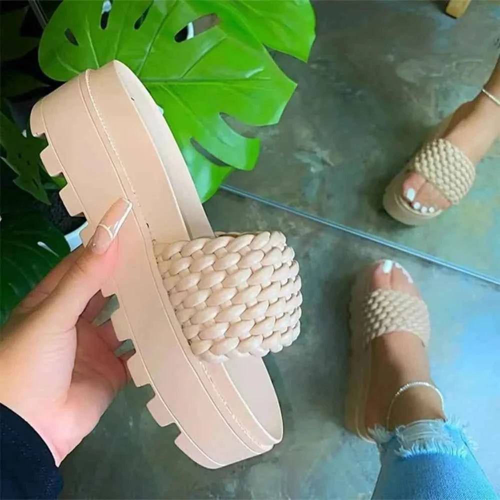 PU Leather Open Toe Platform Sandals Cream 0c3f9e51-fb70-4c12-bdaa-c0ee40d939fb-Max