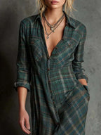 Plaid Button Front Maxi Shirt Dress 0c417ef98d1345bfba56a906973a4175-Max-Origin