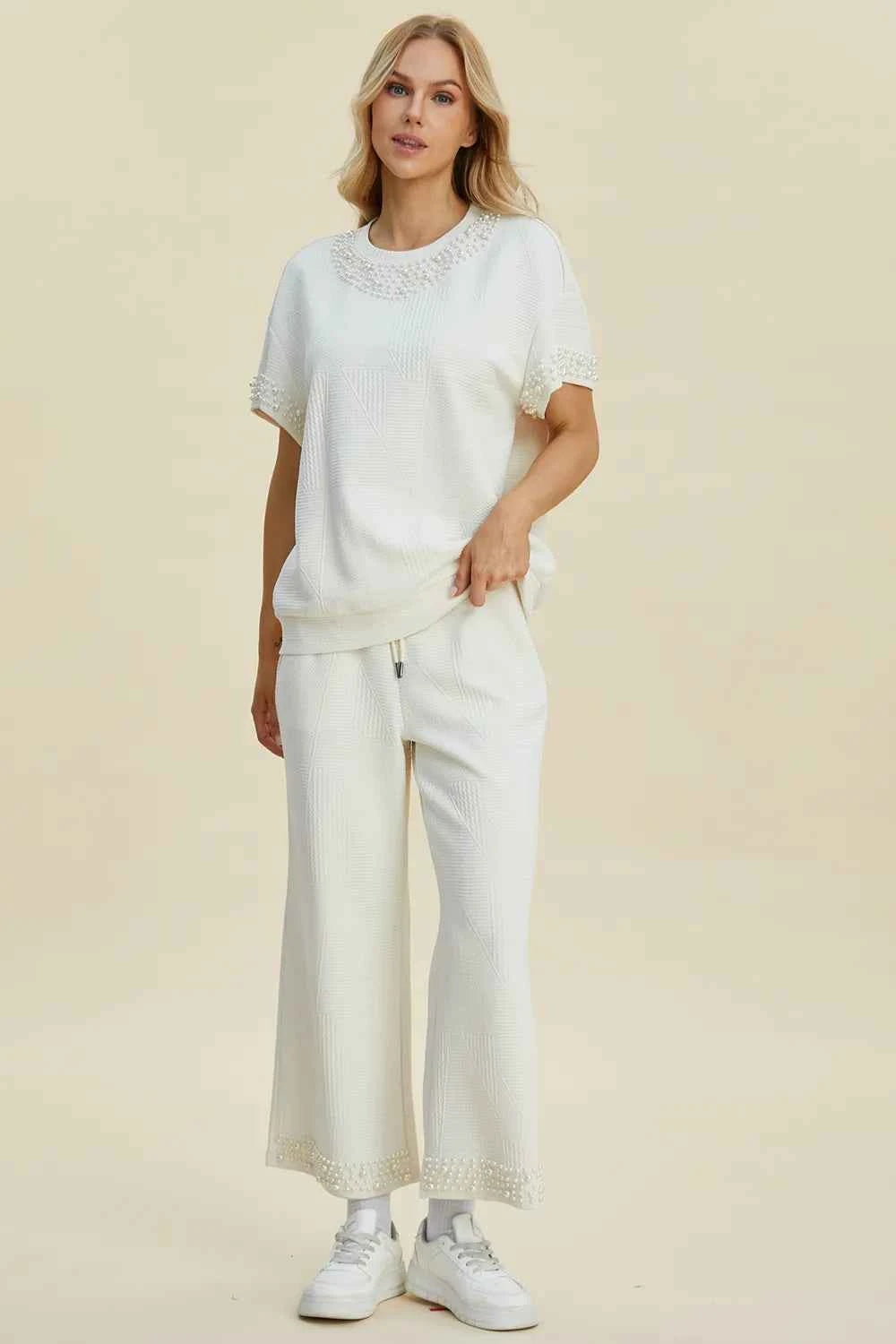 Double Take Full Size Pearl Detail Round Neck Top and Pants Set 0c42e02a-b9b4-41be-9eb1-7767a66485bc-Max