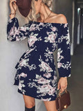 Off-Shoulder Floral Print Long Sleeve Mini Dress Navy 0c46e8bb-e88d-438f-8be4-b8cec9a21eb9-Max-Origin