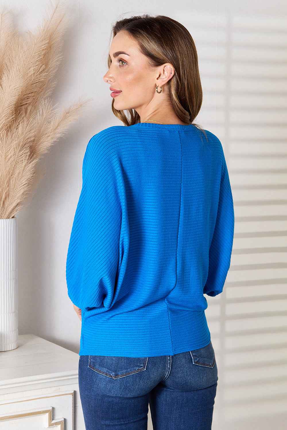 Zenana Full Size Round Neck Batwing Sleeve Blouse 0c4ac7b0b5ff479bbe779492010b8088-Max
