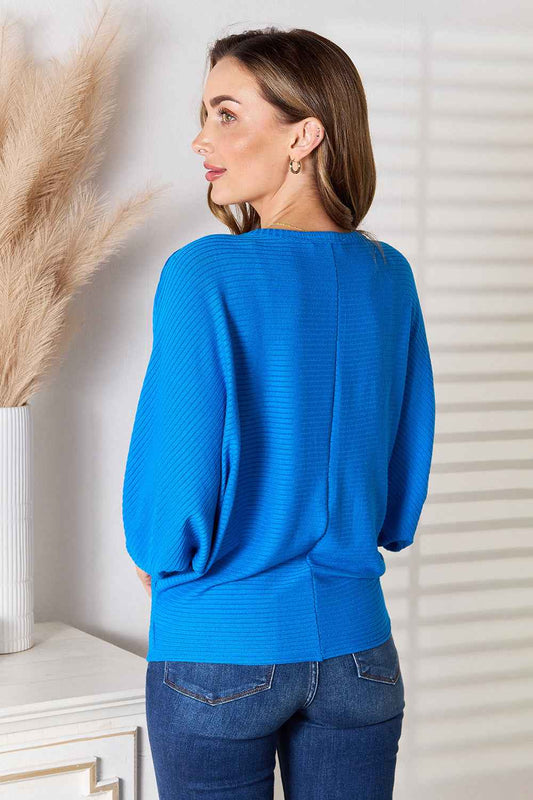 Full Size Round Neck Batwing Sleeve Blouse 0c4ac7b0b5ff479bbe779492010b8088-Max