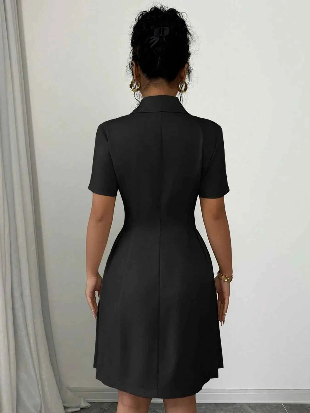 Double-Breasted Short Sleeve Dress 0c680f1288b14304b31f98127232a8ab-Max-Origin