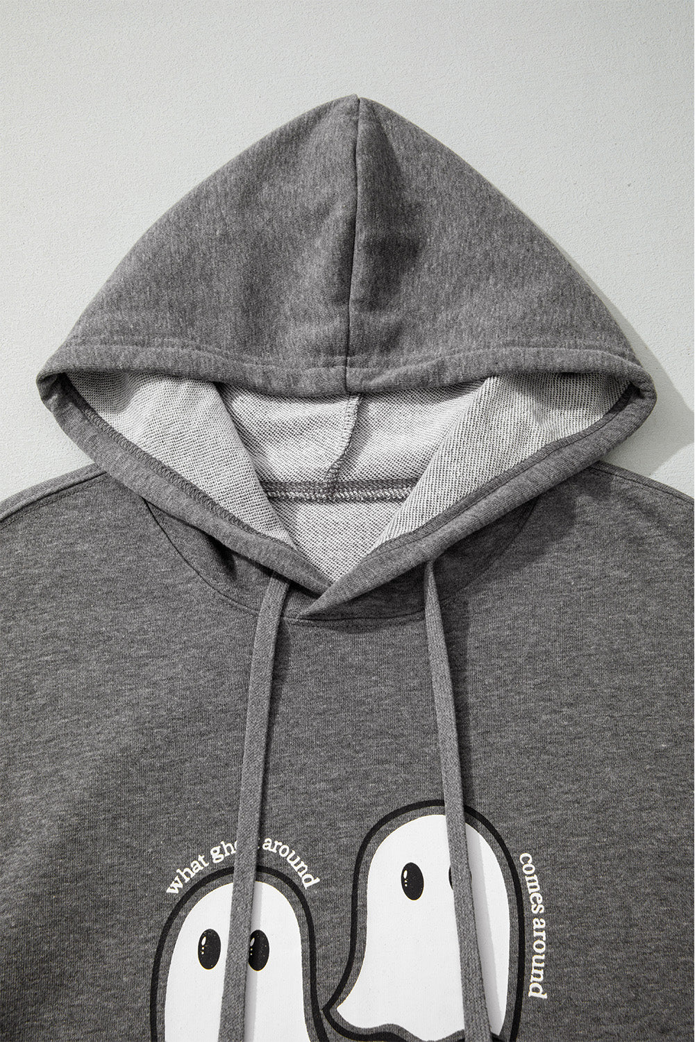 Dark Grey Cute Halloween Ghost Mineral Wash Oversized Hoodie 0c690d79236f66ea