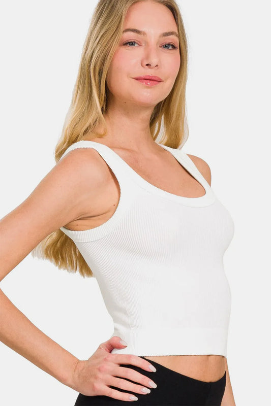 Ribbed Round Neck Cropped Tank 0c74bd6b-ffca-4a16-a5fb-7d5bf0f42a4f-Max
