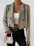 Plaid Lapel Collar Cropped Blazer 0c79b41add8640a89f847568490f3d3b-Max-Origin