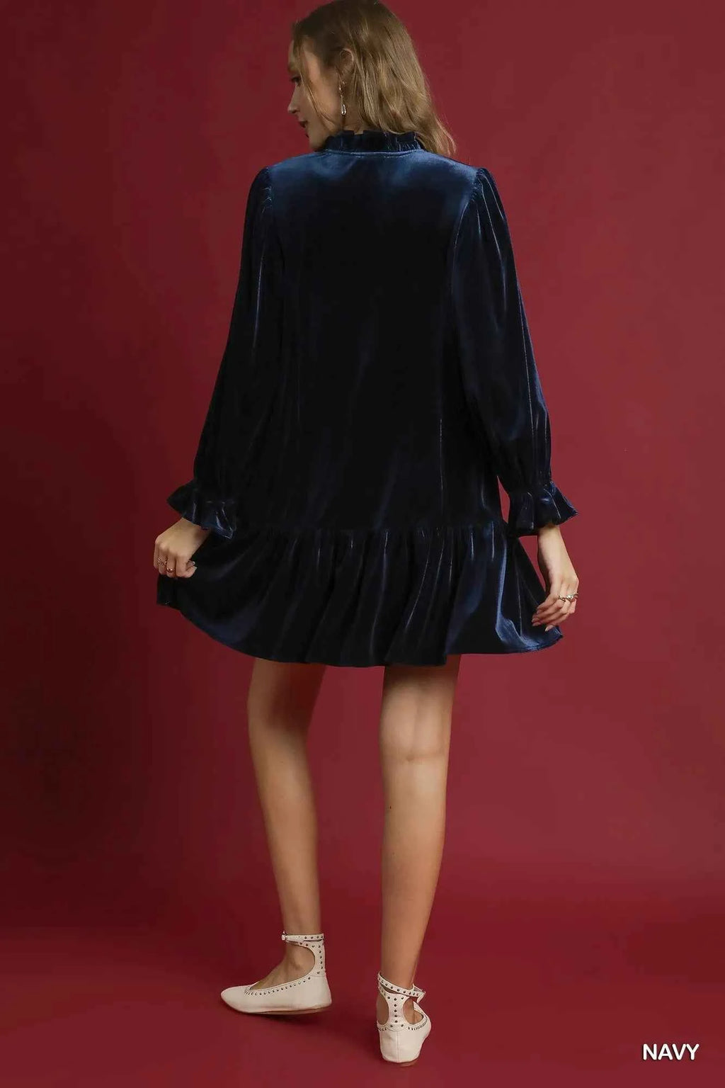 Umgee Velvet Ruffle Trim Mini Dress 0c7d7d74-17ff-4eec-9f64-6ae04140a4f8-Max-Origin