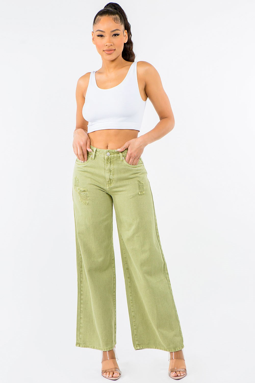 American Bazi High Waist Distressed Wide Leg Jeans 0c81fd23-e3ac-4d36-b2d0-4cc390107567-Max