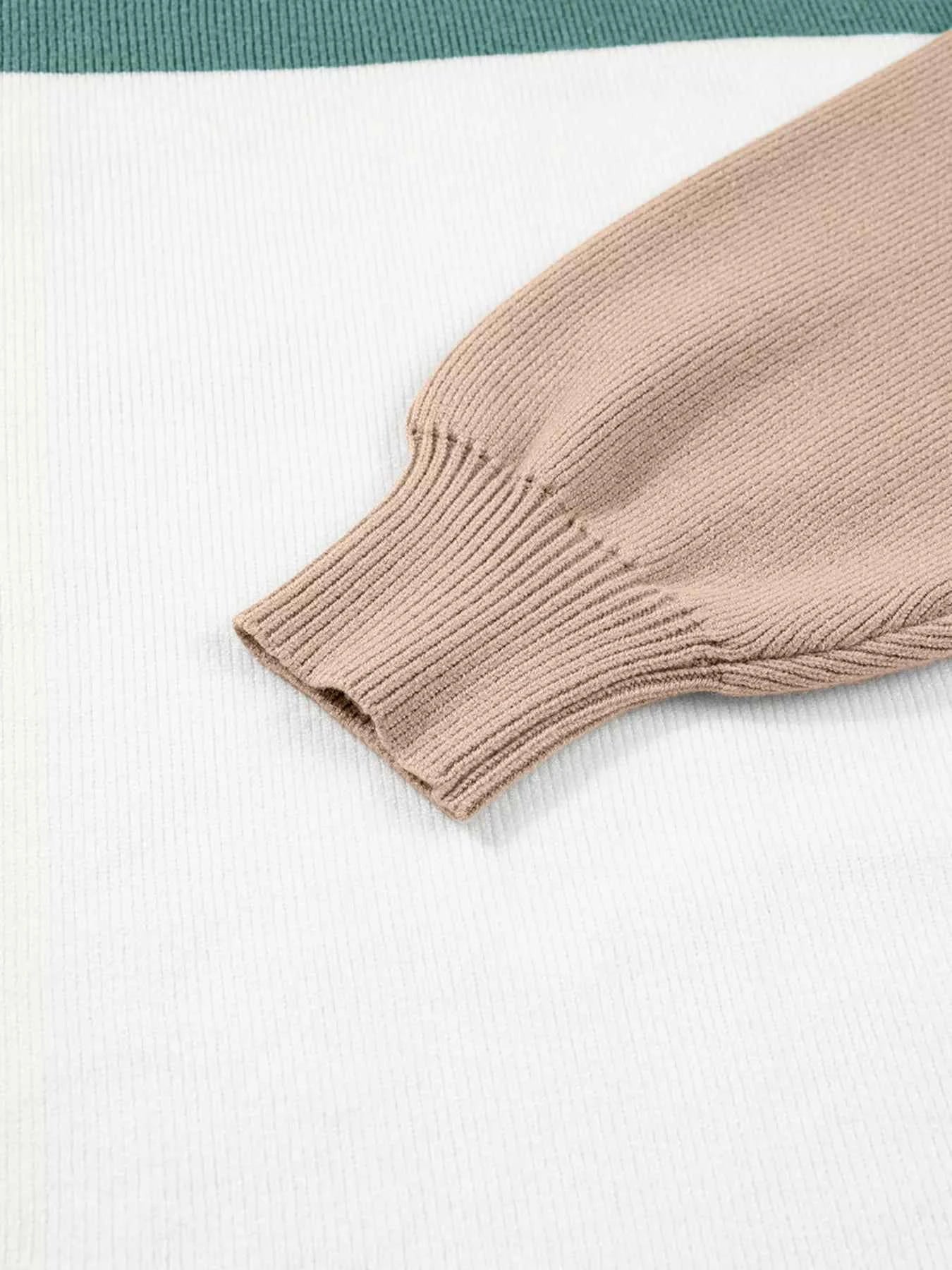 Color Block Plain Ribbed Knit Sweatshirt 0c8a4cff7bfb4e4e88e932ac8c2c51d2-Max-Origin