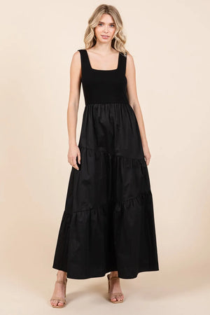 Mix Media Square Neck Maxi Dress BLACK 0ca115ed5cd042c699052947465f2026-Max-Origin