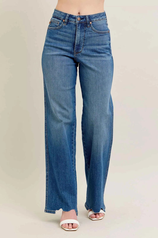 Full Size High Waist Tummy Control Chew Hem Destroy Wide Jeans Plus Size 0ca7c325b03d43f39cd5f185f387a389-Max-Origin