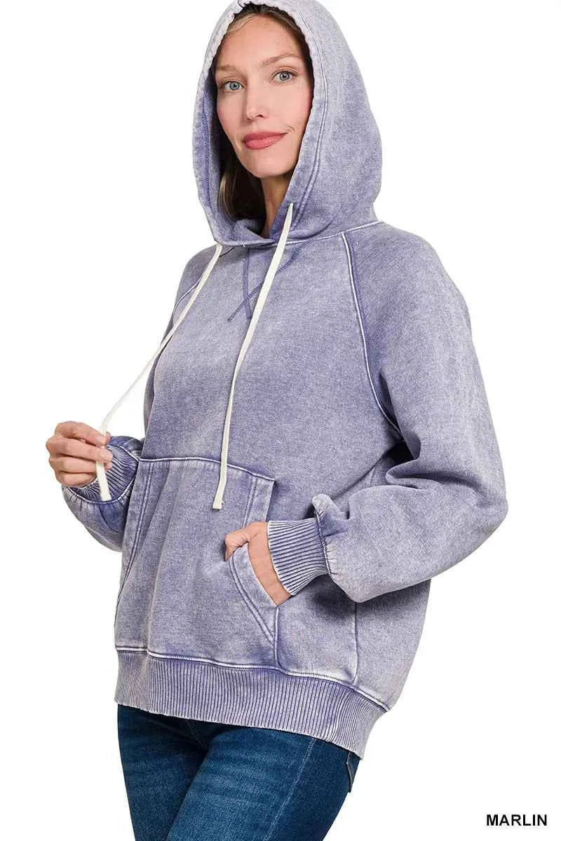 Acid Wash Fleece Hoodie with Kangaroo Pocket 0ca8abe1-b229-4749-b131-054a6b124be0-Max-Origin