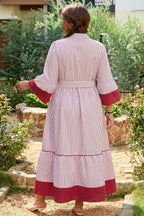 Red Stripe Plus Size Ruffled Hem Pinstriped Midi Dress 0caf8879559feaad