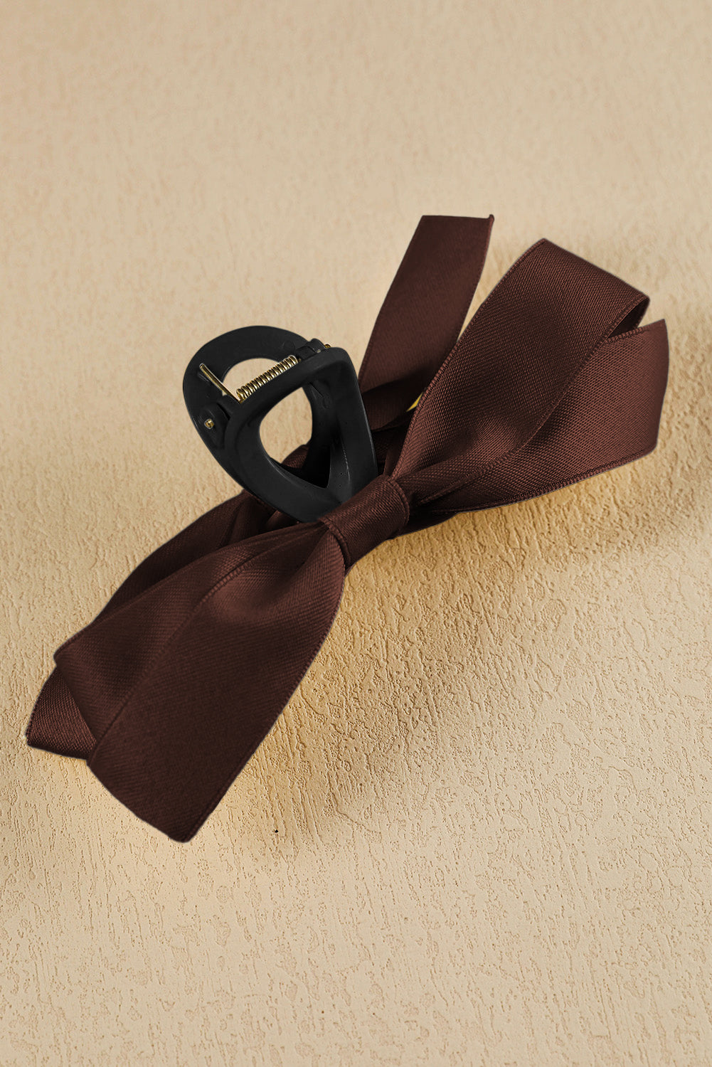 Light French Beige Solid Color Ribbon Bow Decor Hair Clip 0cb5081391b3ca17