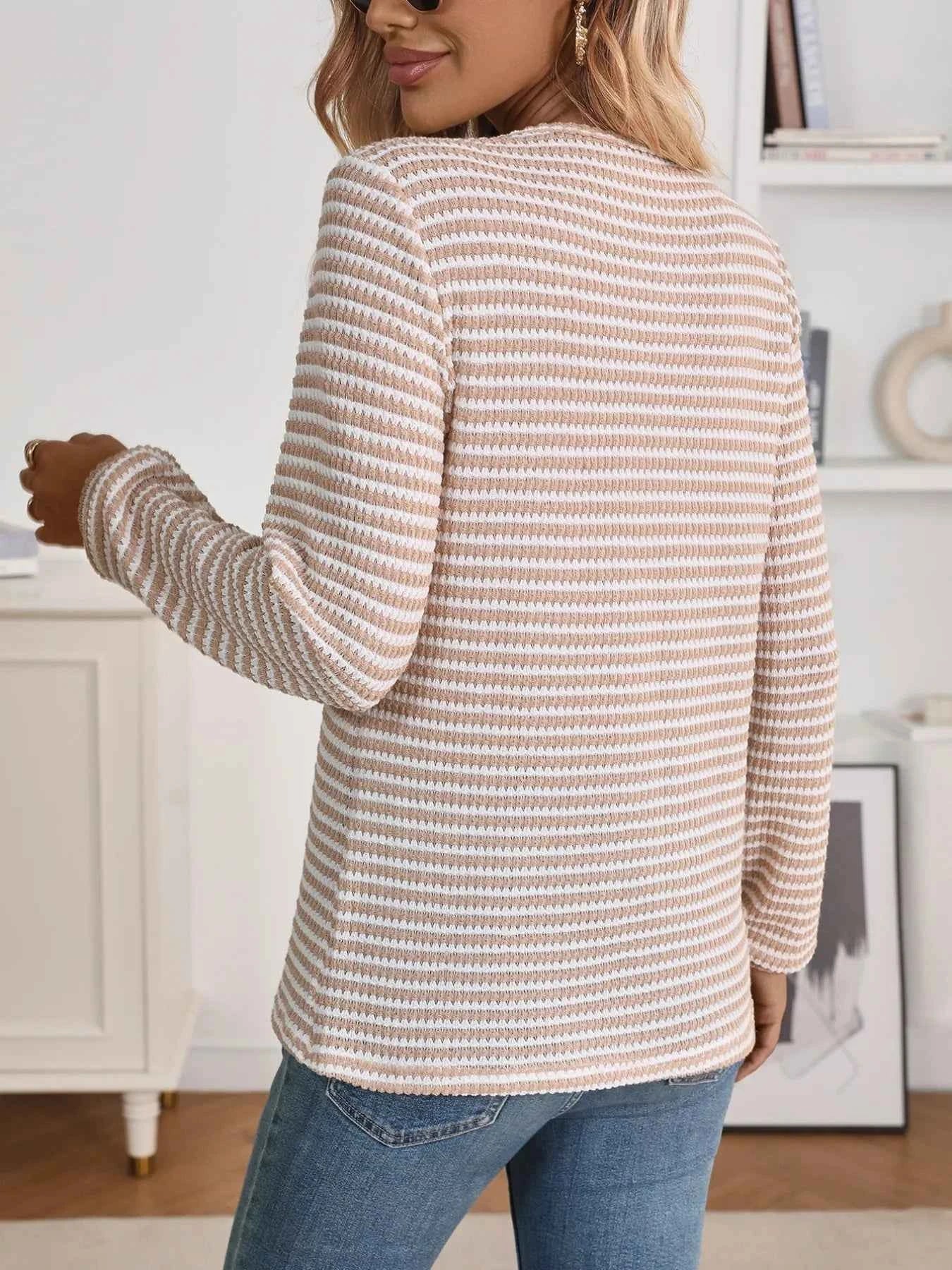 Striped Button Detail Long Sleeve Top 0cb5c938c9764f30b8648bb54f5c59a6-Max-Origin