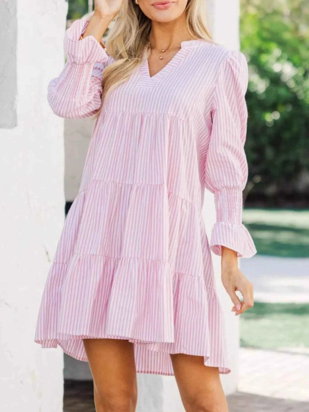 Striped Tiered Flounce Sleeve Shirt Dress 0cbaf718-ff1c-499f-8d7c-bc2070d9b787-Max-Origin