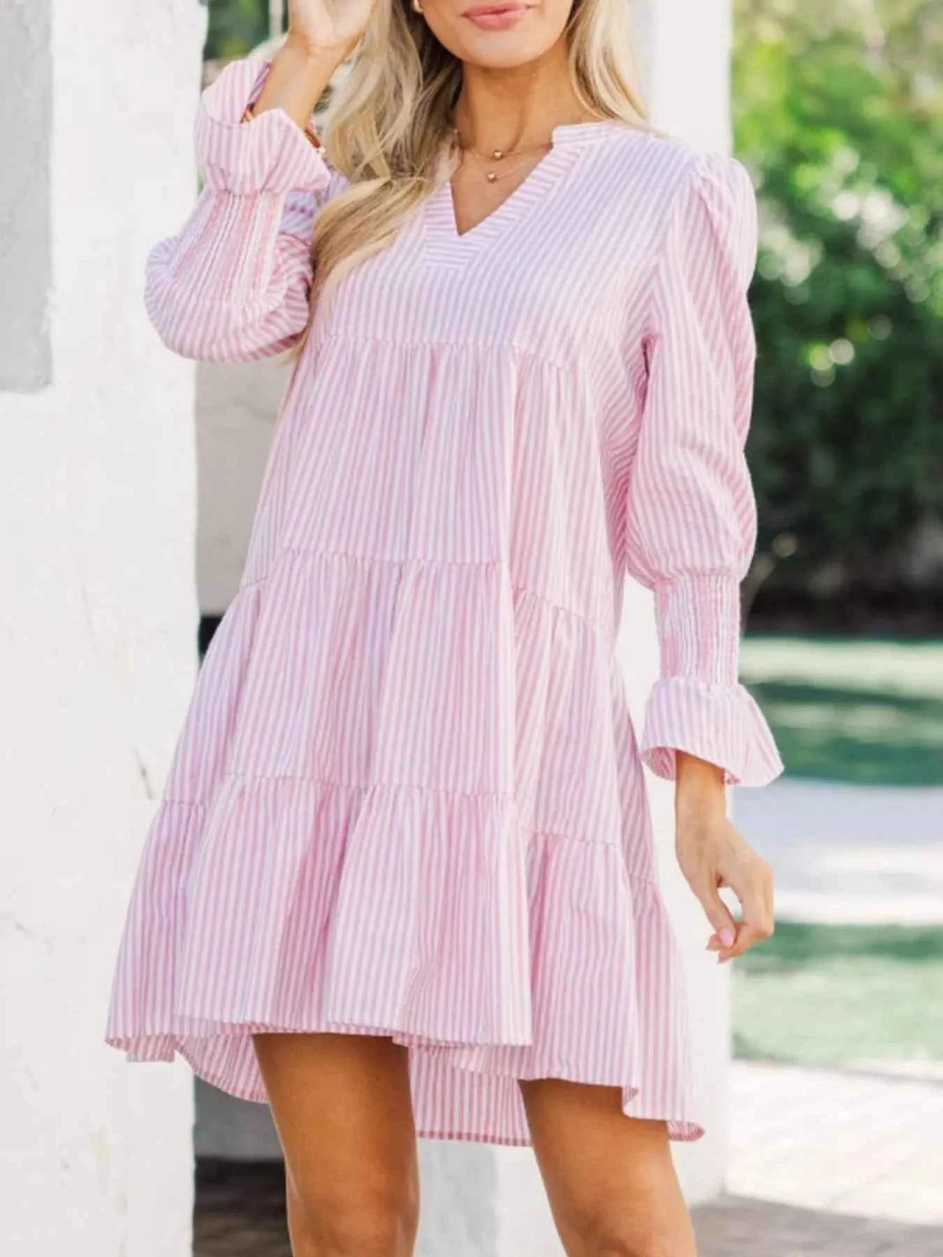 Striped Tiered Flounce Sleeve Shirt Dress 0cbaf718-ff1c-499f-8d7c-bc2070d9b787-Max-Origin